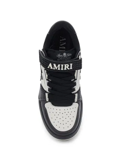 Amiri Perforated Leather Sneaker With Hook-and-loop Closure In Black