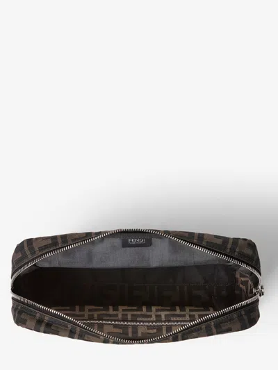 Fendi Medium Vanity Case With Central Zippered Compartment In Brown