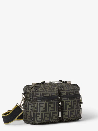 Fendi Mini Camera Case In Superlight Ff Zucca Technical Fabric With Adjustable Strap In Gray