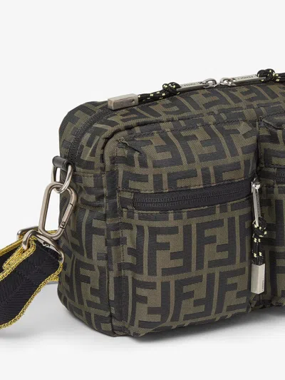 Fendi Mini Camera Case In Superlight Ff Zucca Technical Fabric With Adjustable Strap In Gray