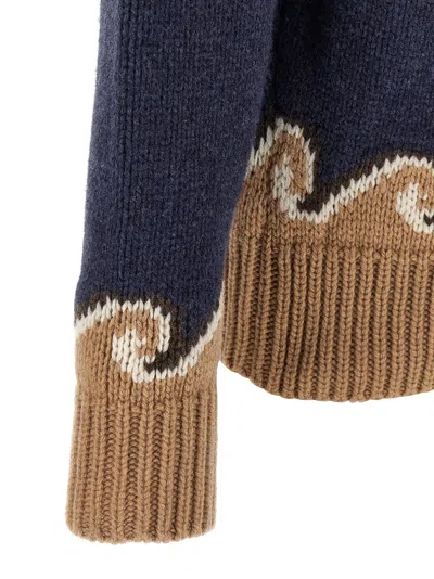Alanui Embroidered Virgin Wool Sweater In Blue