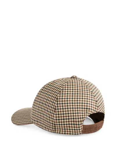 Moncler Check Wool Baseball Cap In Brown