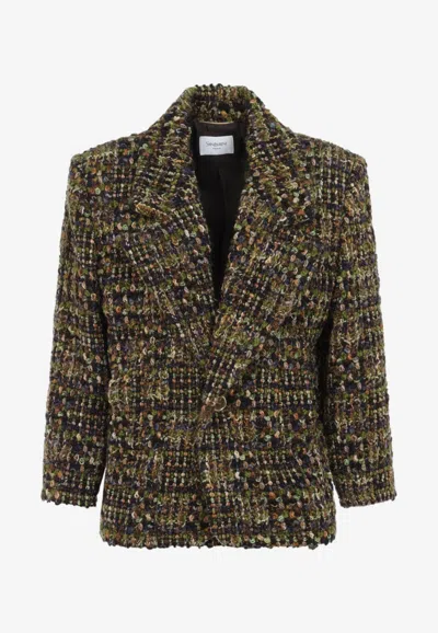 Saint Laurent Multicolor Wool Oves Aries Full-length Jacket In Multi