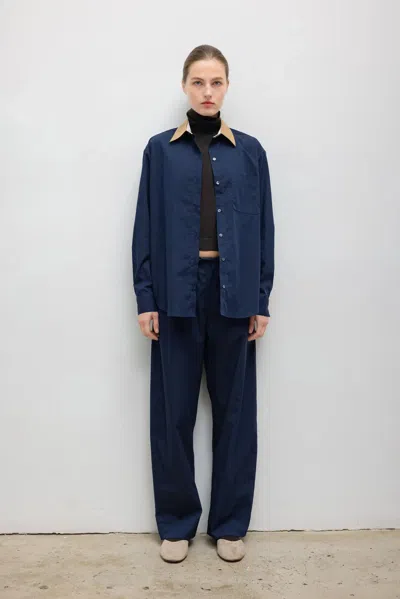 Leset Pre-order: Yoshi Contrast Classic Button Down In Blue