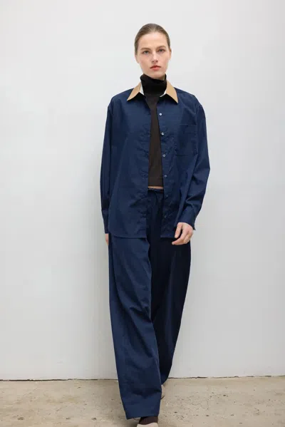 Leset Pre-order: Yoshi Contrast Classic Button Down In Blue