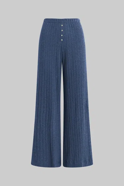 Leset Pointelle Boxer Pant In Blue