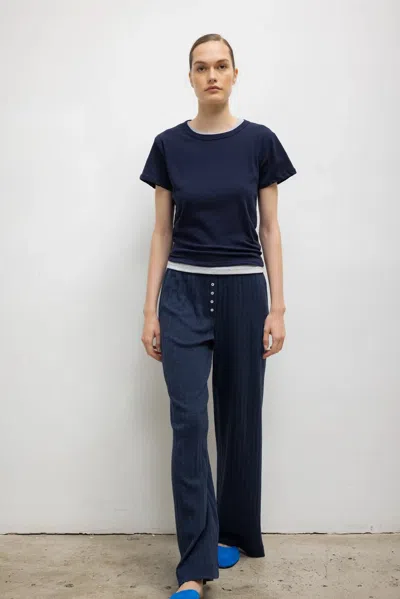 Leset Pointelle Boxer Pant In Blue