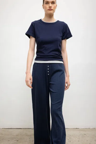 Leset Pointelle Boxer Pant In Blue