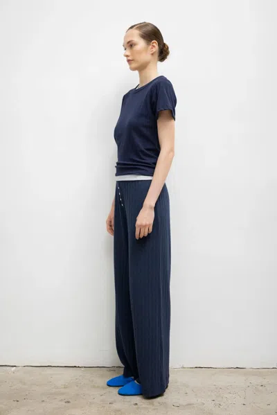 Leset Pointelle Boxer Pant In Blue