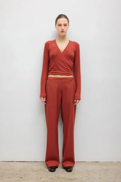 Leset Pre-order: Lauren Wrap Top In Rust