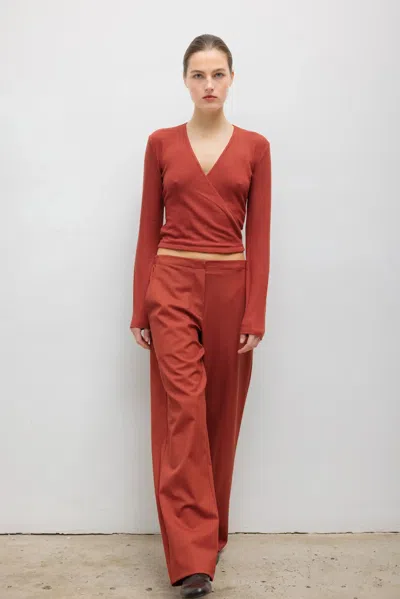Leset Pre-order: Lauren Wrap Top In Rust
