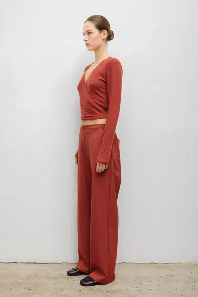 Leset Pre-order: Lauren Wrap Top In Rust