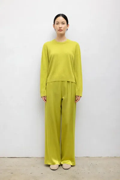 Leset Jesse Classic Crew Pullover Chartreuse In Yellow