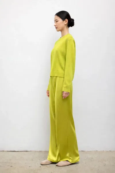 Leset Jesse Classic Crew Pullover Chartreuse In Yellow