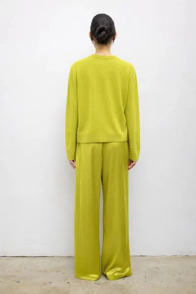 Leset Jesse Classic Crew Pullover Chartreuse In Yellow