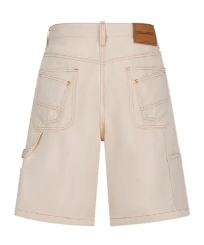 Dsquared2 Denim Cargo Shorts In Neutral