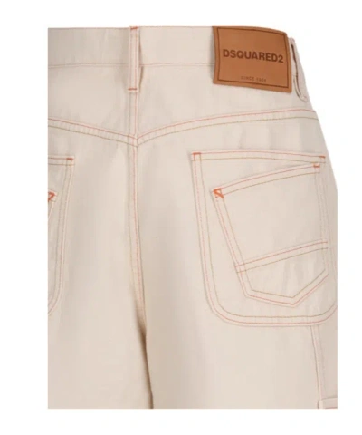 Dsquared2 Denim Cargo Shorts In Neutral