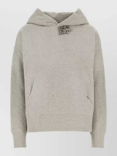 Prada Cotton Melange Oversized Sweatshirt In Gray