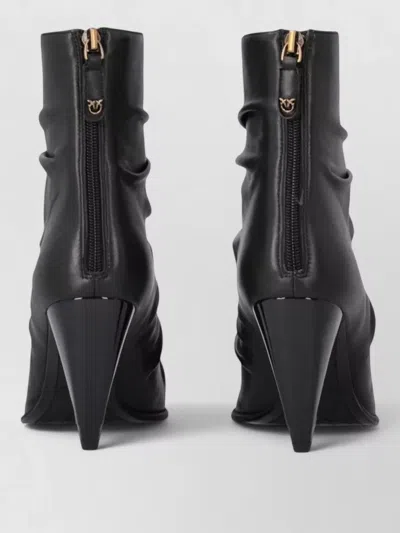 Pinko Ruched Pointed-toe Ankle Boots In Black
