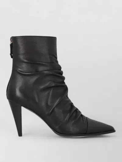 Pinko Ruched Pointed-toe Ankle Boots In Black