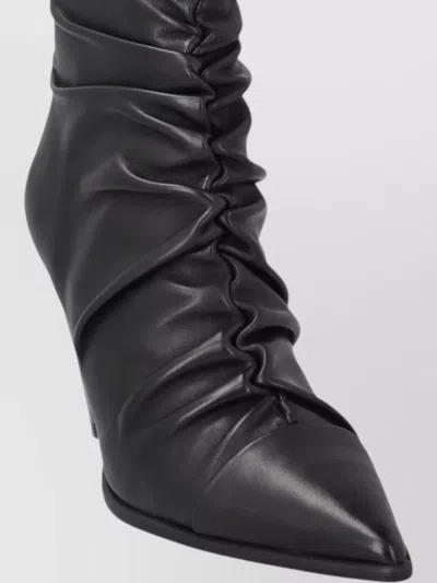 Pinko Ruched Pointed-toe Ankle Boots In Black