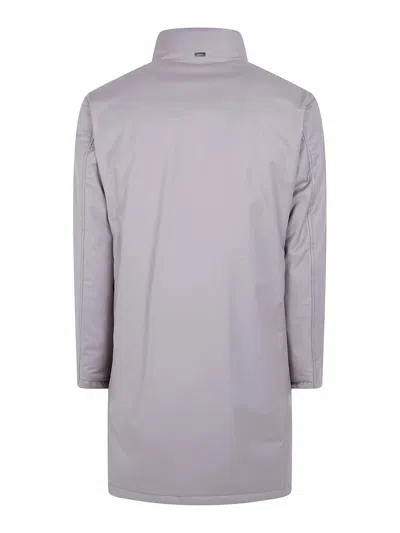 Herno High-neck Press-stud Jacket In Gray