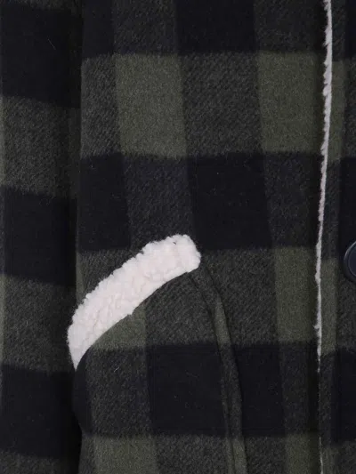 N°21 Checked Jacket Front Pockets Shearling Collar In Multi