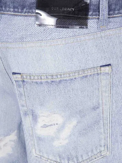 Our Legacy High Waist Boyfriend Jeans With Distressed Finish In Blue