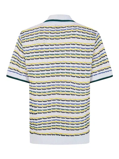 Casablanca Cotton Tuck Stitch Button-up Sweater In Multi