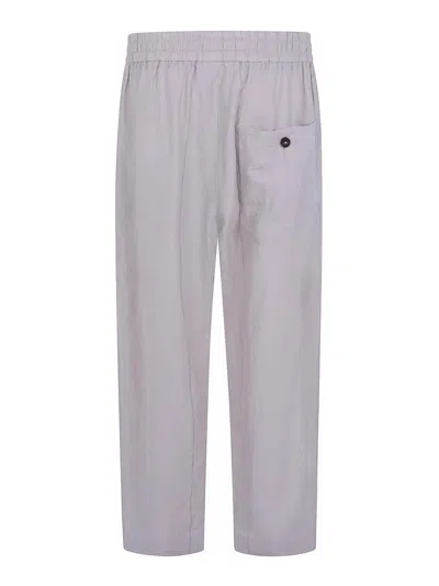 Ziggy Chen Thin Stripe Drawstring Trousers In Nude & Neutrals