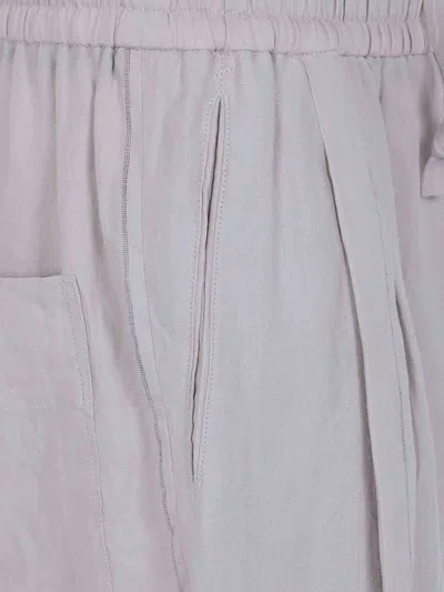 Ziggy Chen Thin Stripe Drawstring Trousers In Nude & Neutrals