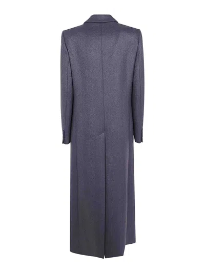 Drhope Herringbone Single-breasted Coat In Blue