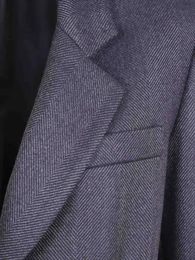 Drhope Herringbone Single-breasted Coat In Blue