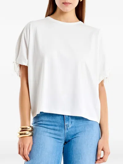 Vicolo Drawstring-sleeve T-shirt In White