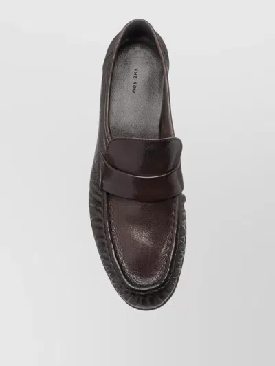 The Row Leather Loafers Block Heel Fringed Design In Brown