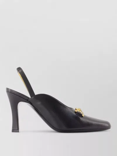 Versace Leather Mules In Black