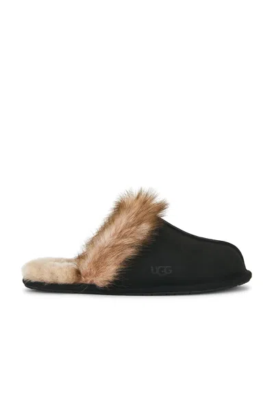 Ugg Leather Fur-lined Round-toe Flat Mules In Multi