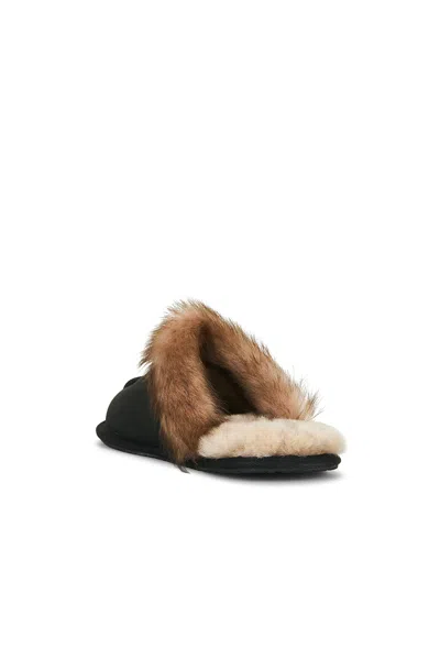Ugg Leather Fur-lined Round-toe Flat Mules In Multi