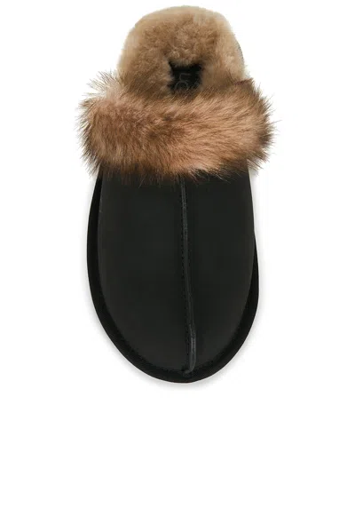 Ugg Leather Fur-lined Round-toe Flat Mules In Multi