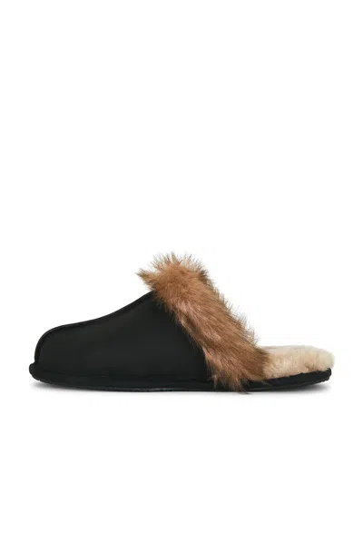 Ugg Leather Fur-lined Round-toe Flat Mules In Multi