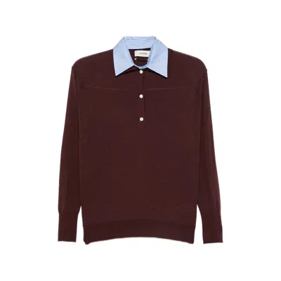 System Button-placket Sweater In Purple
