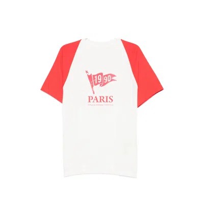 System Raglan-sleeve Graphic-print T-shirt In White/red