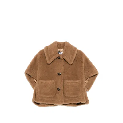 Max Mara Teddy Bear Cape Jacket In Neutrals