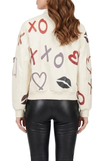 Gorski Genuine Nappa Leather Bomber Zip Jacket In Multi