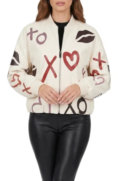Gorski Genuine Nappa Leather Bomber Zip Jacket In Multi