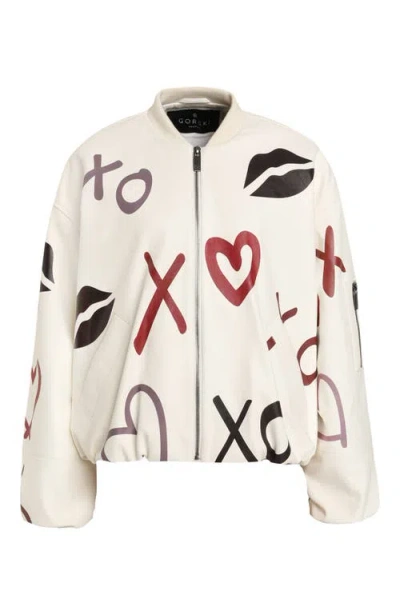 Gorski Genuine Nappa Leather Bomber Zip Jacket In Multi