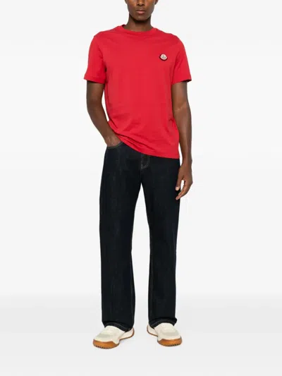 Moncler Logo Cotton Jersey T-shirt In Red