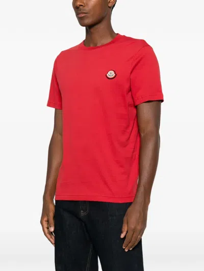 Moncler Logo Cotton Jersey T-shirt In Red