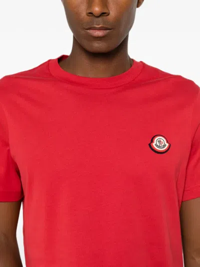 Moncler Logo Cotton Jersey T-shirt In Red