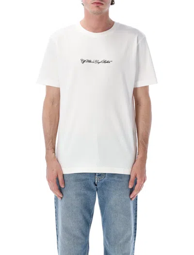 Off-white White Script Logo Front Graphic T-shirt In White